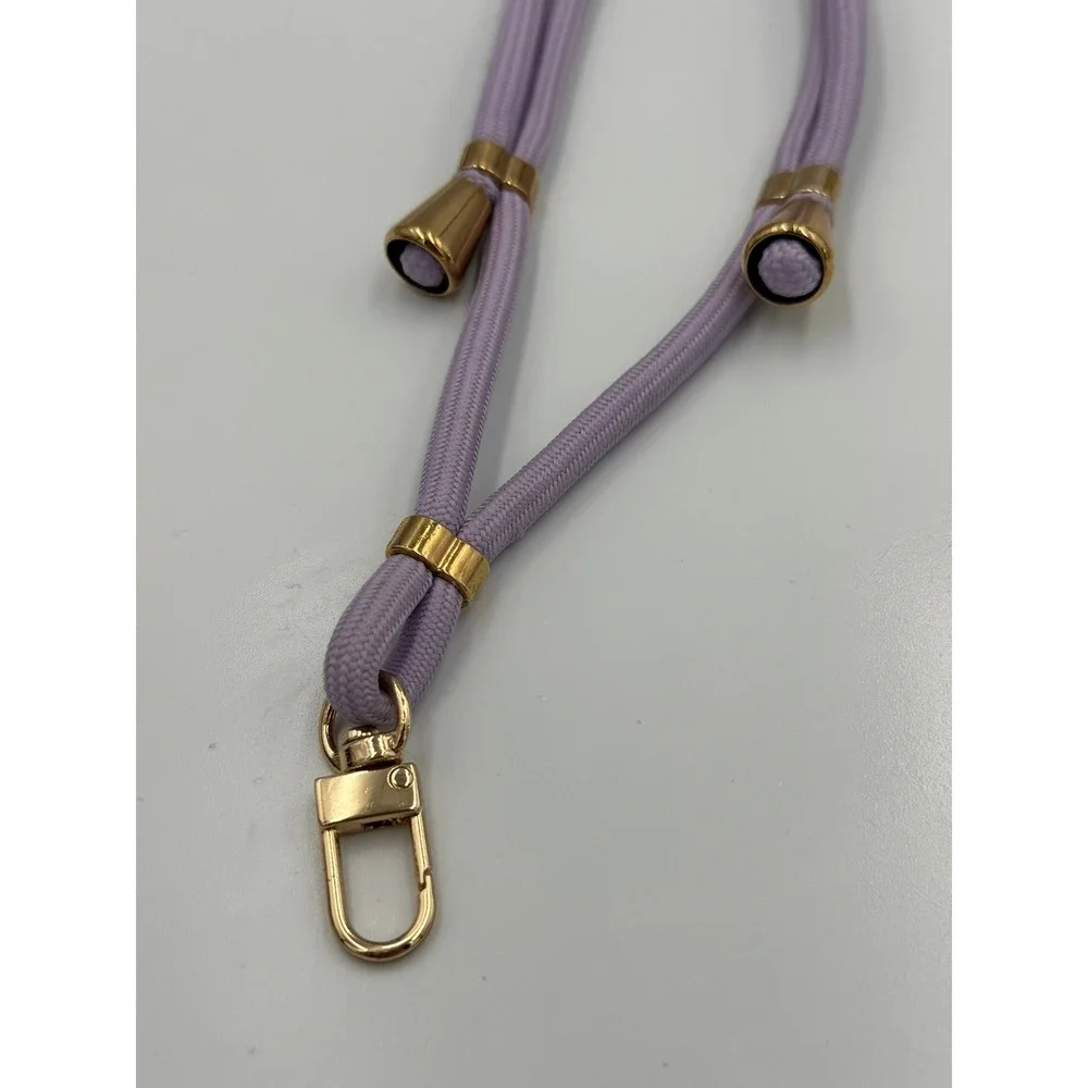 Lilac Purple Braided Crossbody Phone Lanyard Strap Gold Tone Hardware Adjustable